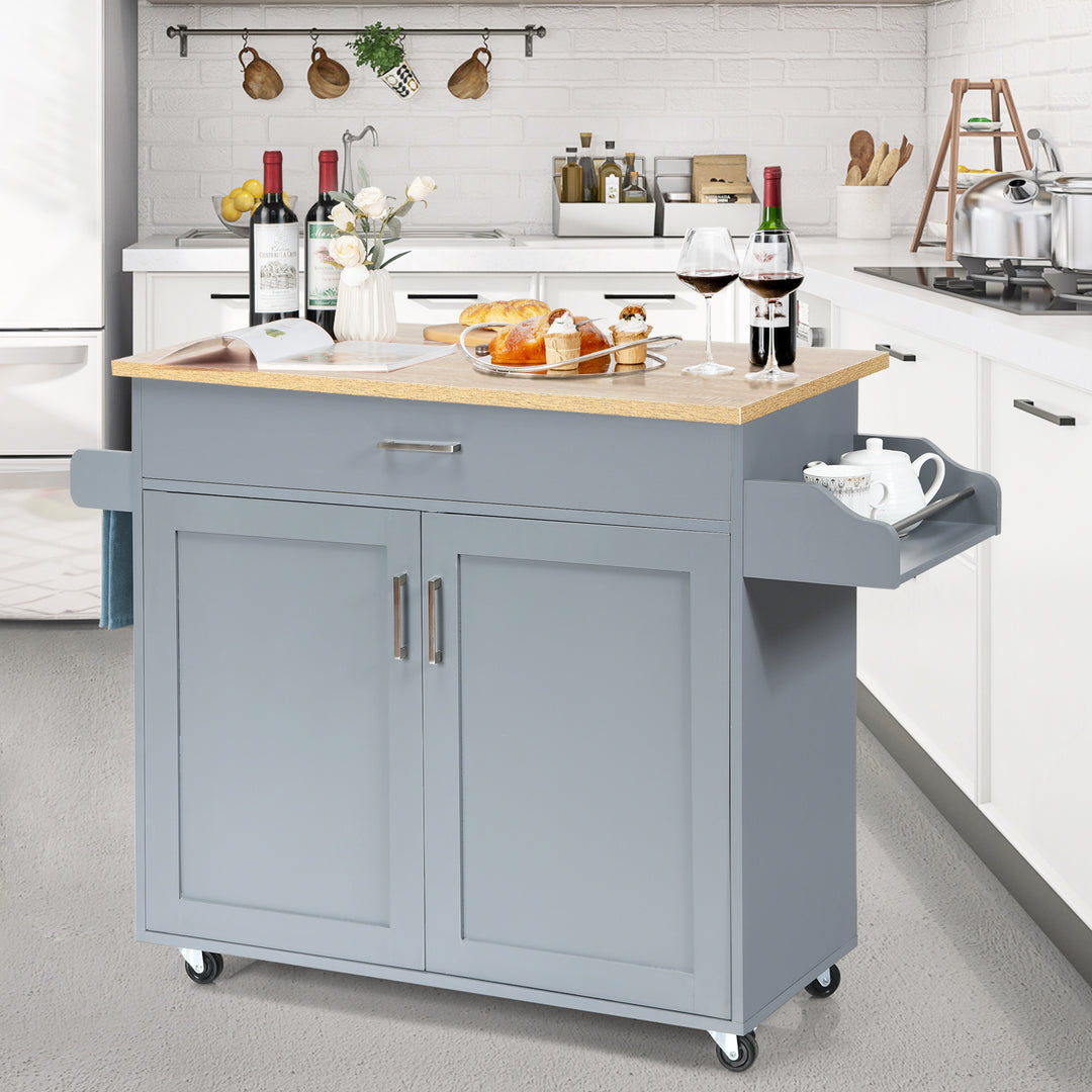 Rolling Kitchen Storage Trolley with Adjustable Shelf and Drawer