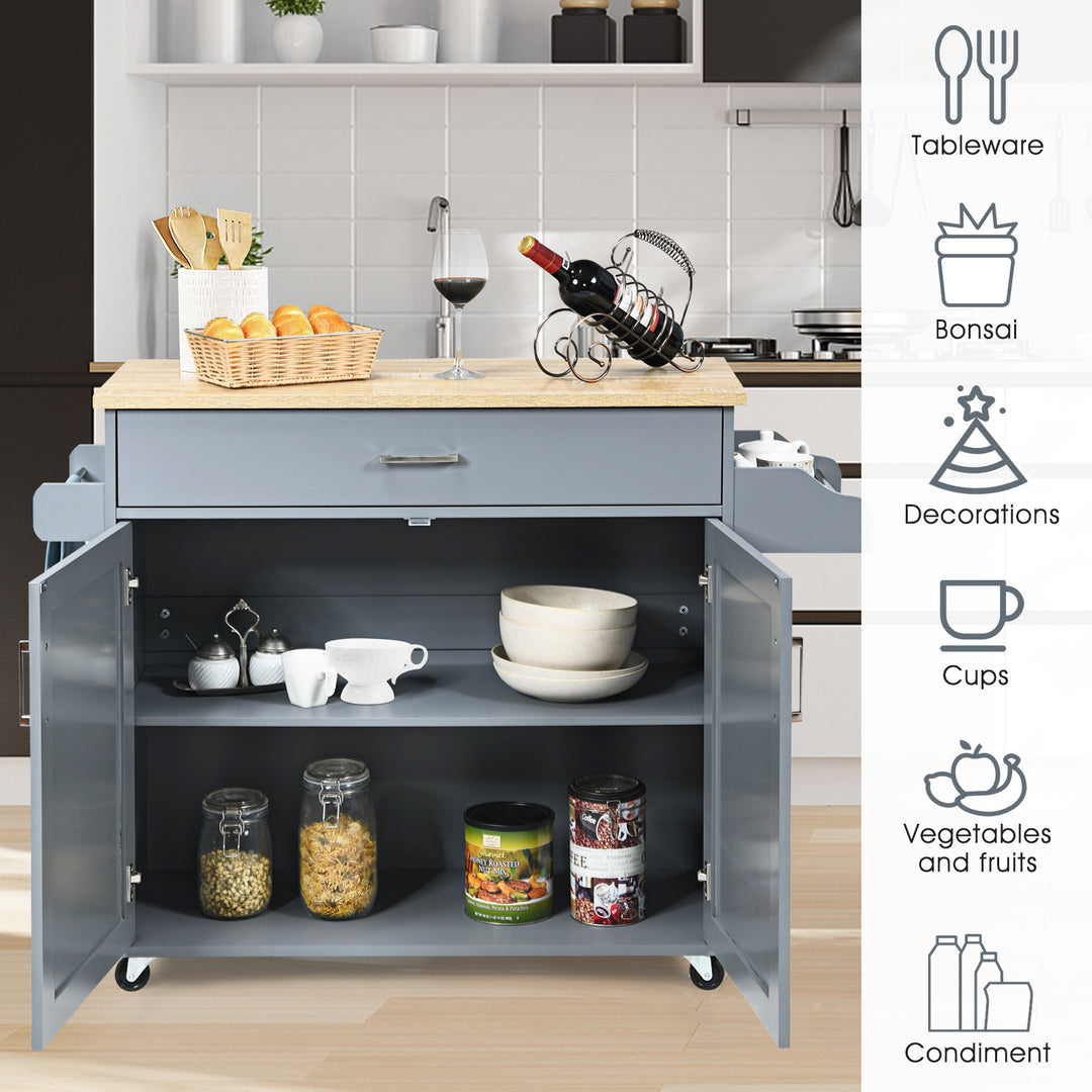 Rolling Kitchen Storage Trolley with Adjustable Shelf and Drawer