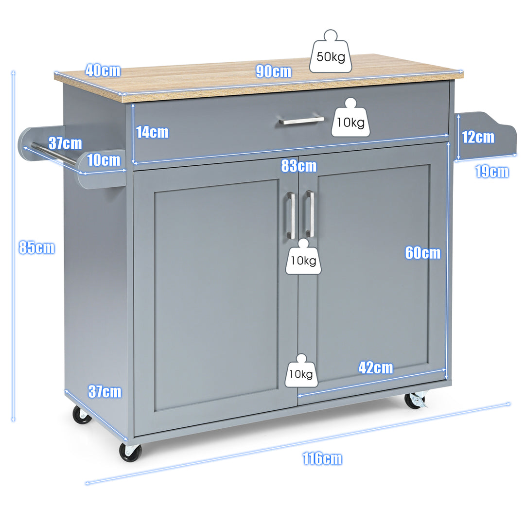 Rolling Kitchen Storage Trolley with Adjustable Shelf and Drawer