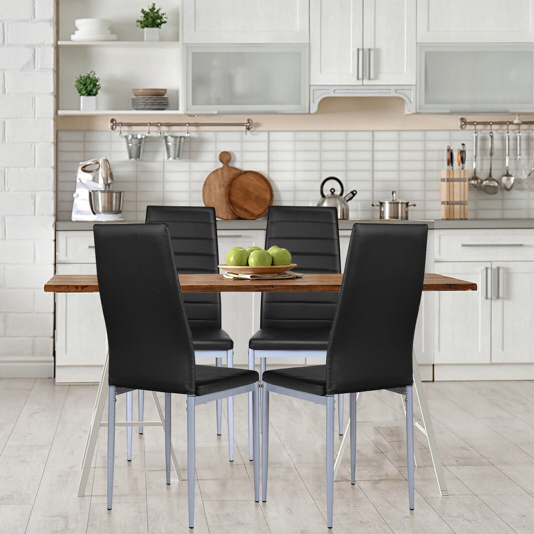 Set of 4 Armless Upholstered Dining Chairs with High Back