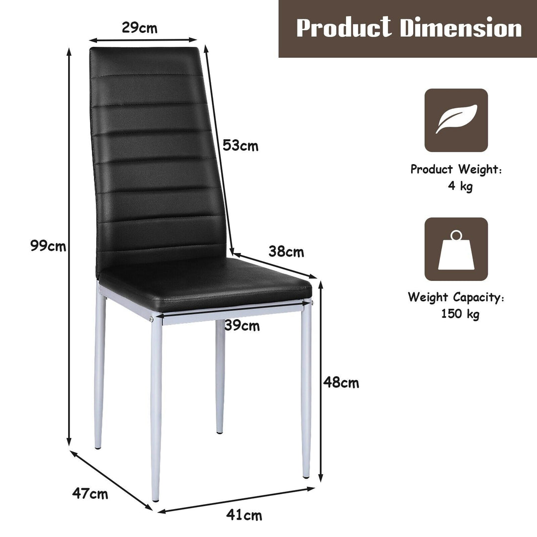 Set of 4 Armless Upholstered Dining Chairs with High Back