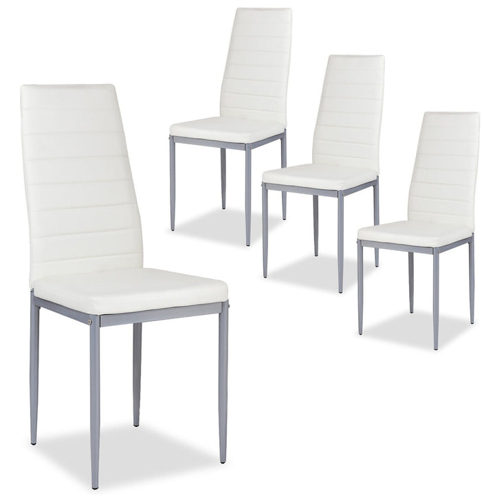 Set of 4 Armless Upholstered Dining Chairs with High Back