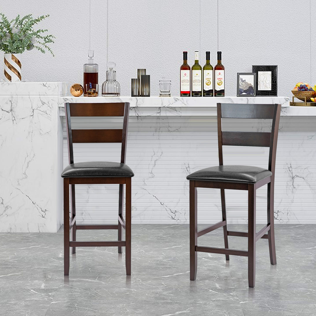 Set of 2 63.5 cm Counter Height Upholstered Bar Stools with Soft Padded Seat - TidySpaces