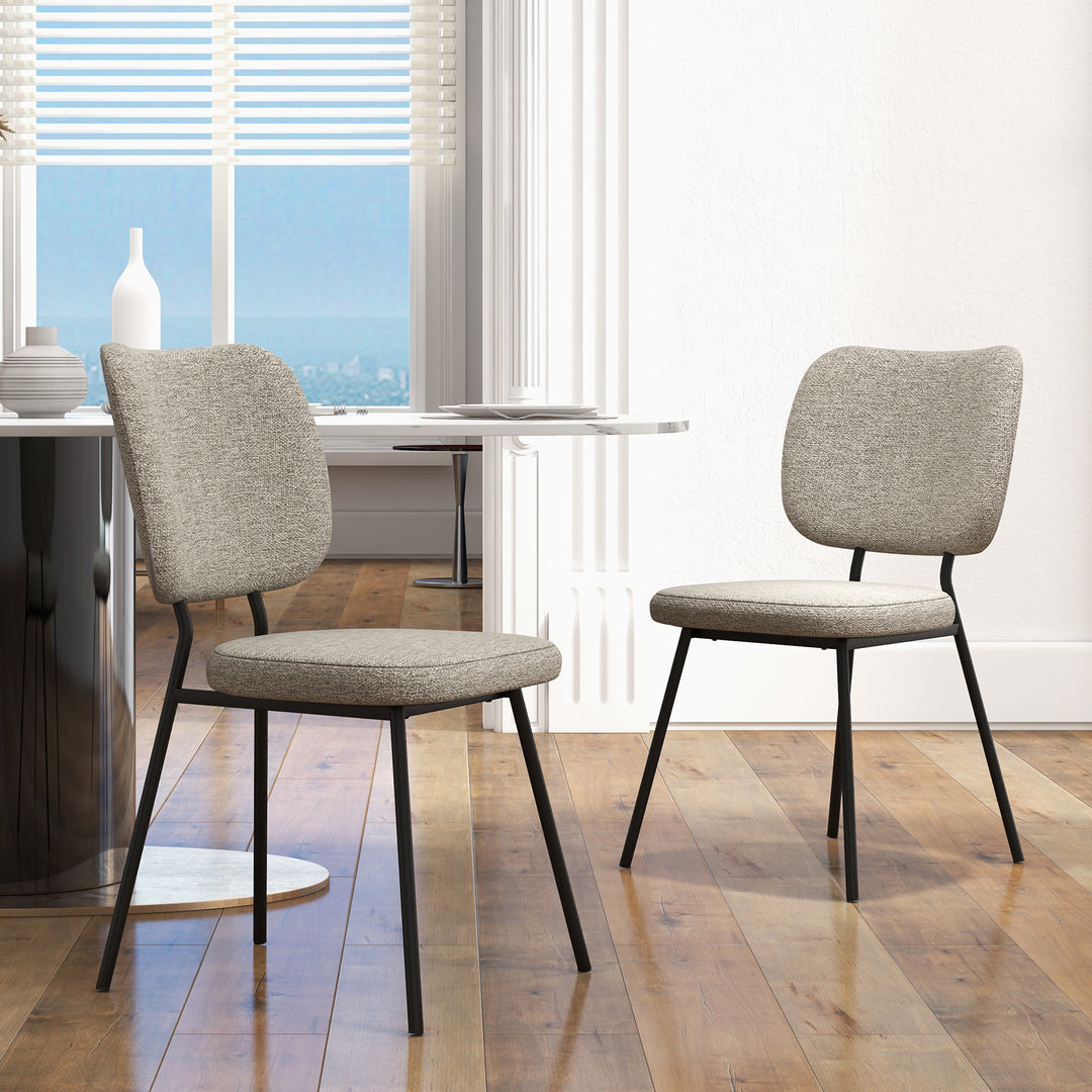 Modern Fabric Dining Chair Set of 2 with Linen Fabric