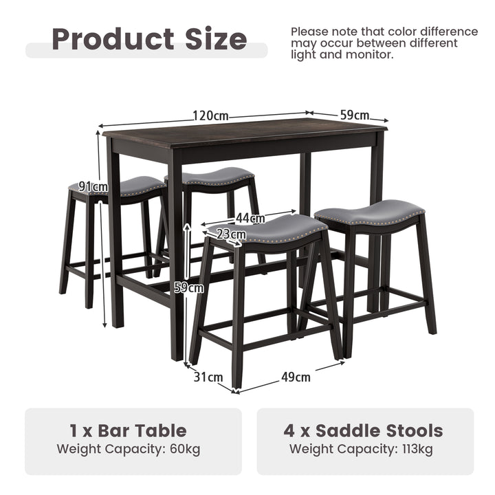 Kitchen Counter Height Table with 4 Stools for Small Spaces