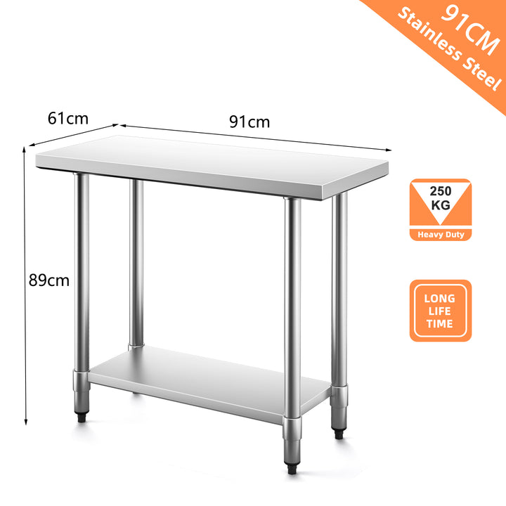 Kitchen Table with Height Adjustable Shelf and Adjustable Feet