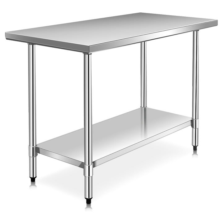 Kitchen Table with Height Adjustable Shelf and Adjustable Feet