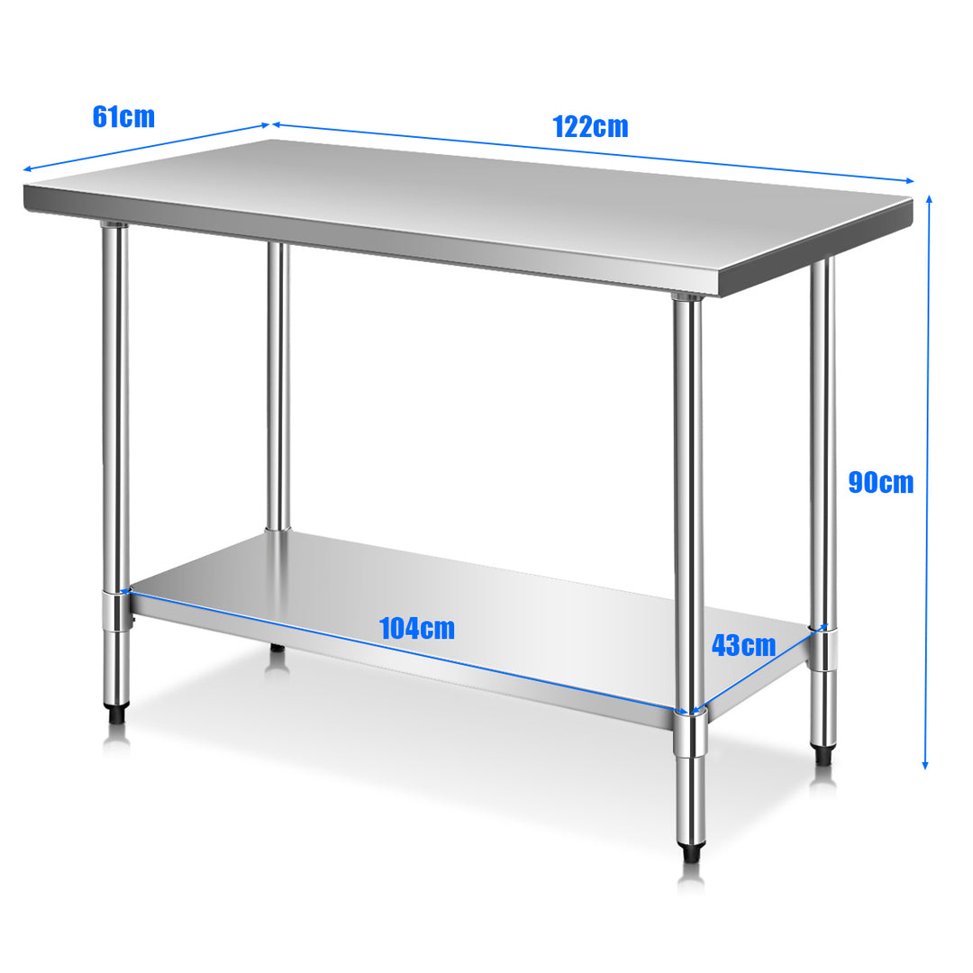 Kitchen Table with Height Adjustable Shelf and Adjustable Feet