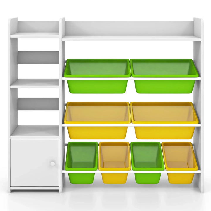 Kids Bookshelf Toy Storage Organizer with Storage Boxes and Open Shelves - TidySpaces