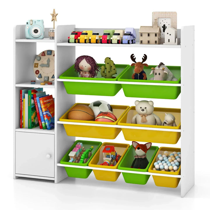 Kids Bookshelf Toy Storage Organizer with Storage Boxes and Open Shelves - TidySpaces