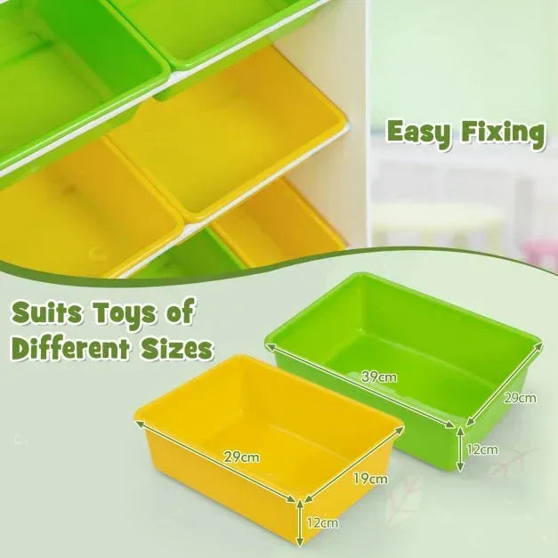 Kids Bookshelf Toy Storage Organizer with Storage Boxes and Open Shelves - TidySpaces