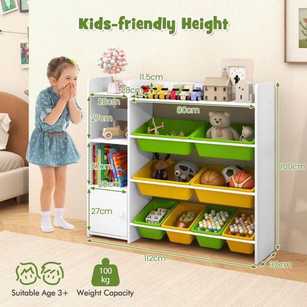 Kids Bookshelf Toy Storage Organizer with Storage Boxes and Open Shelves - TidySpaces
