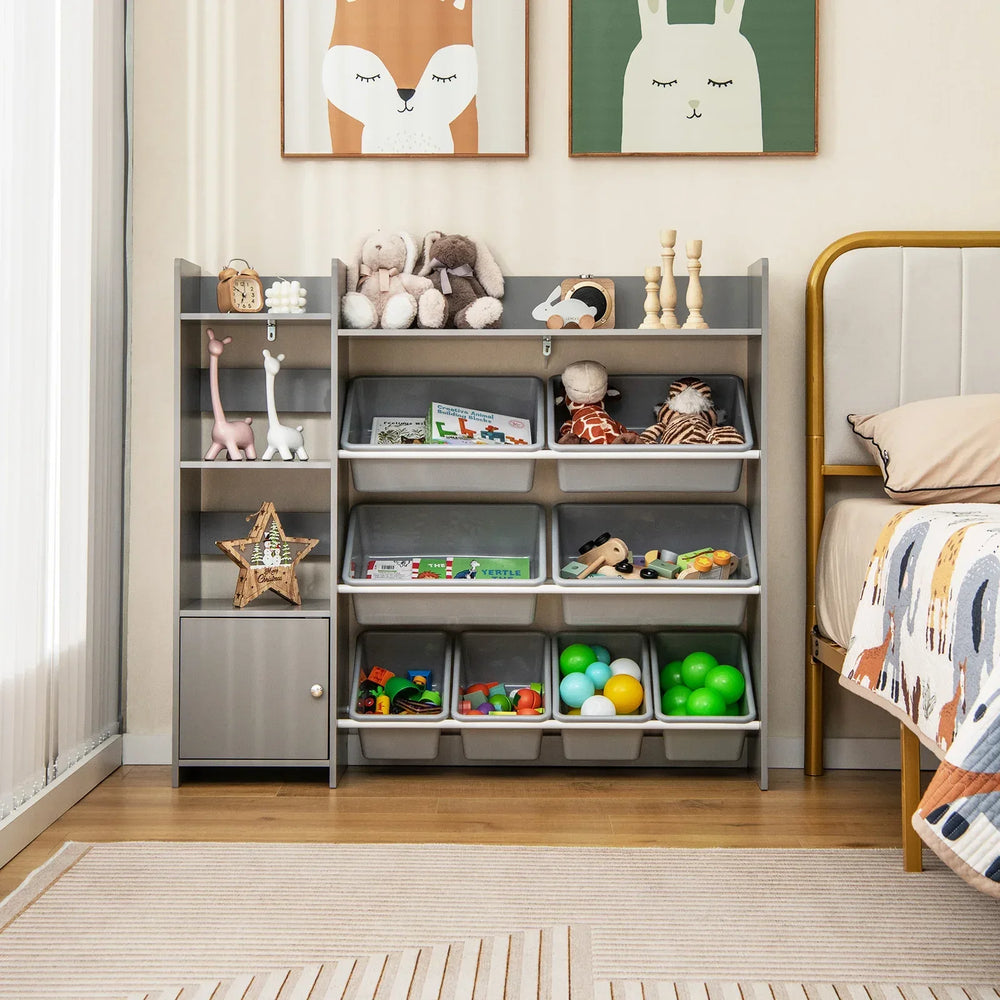 Kids Bookshelf Toy Storage Organizer with Storage Boxes and Open Shelves - TidySpaces