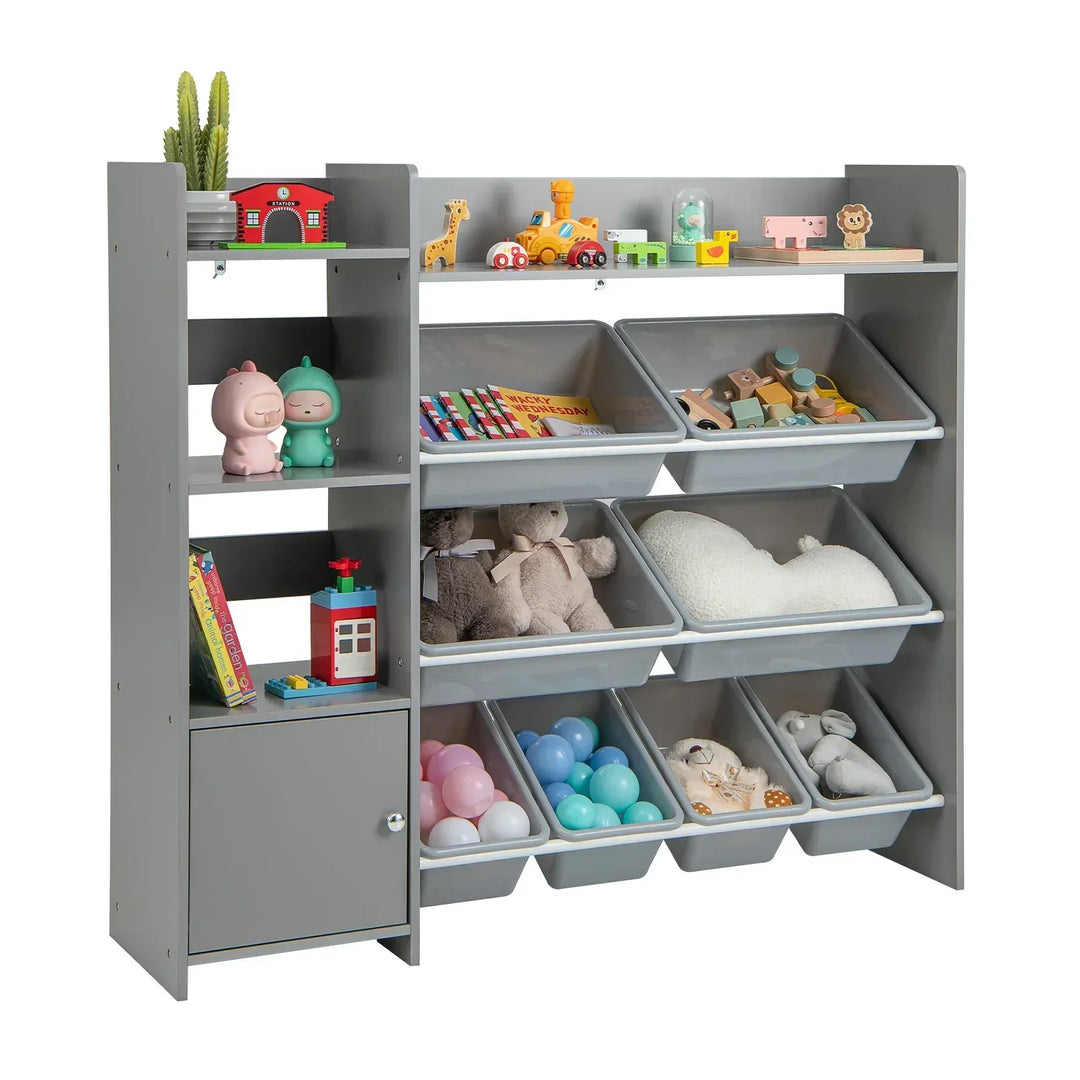 Kids Bookshelf Toy Storage Organizer with Storage Boxes and Open Shelves - TidySpaces