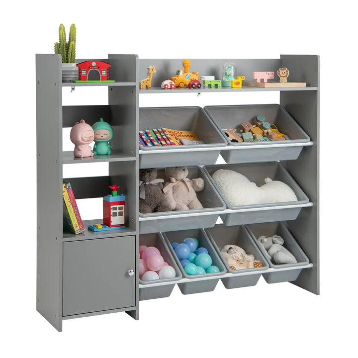 Kids Bookshelf Toy Storage Organizer with Storage Boxes and Open Shelves - TidySpaces