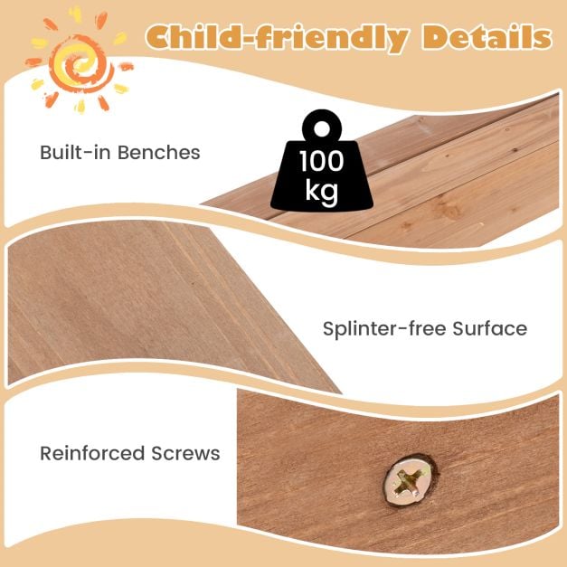 124 x 123cm Kids Sandbox with Cover - TidySpaces