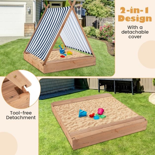 124 x 123cm Kids Sandbox with Cover - TidySpaces