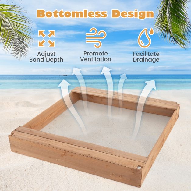 124 x 123cm Kids Sandbox with Cover - TidySpaces