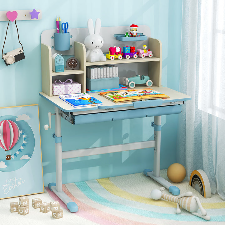 Kids Study Desk Height Adjustable Children Writing Table with Tilt Desktop - TidySpaces