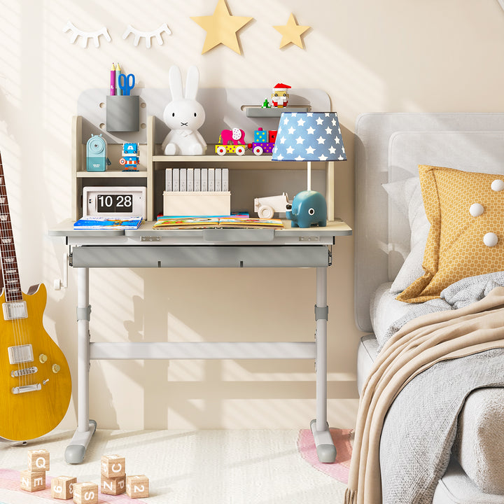 Kids Study Desk Height Adjustable Children Writing Table with Tilt Desktop - TidySpaces
