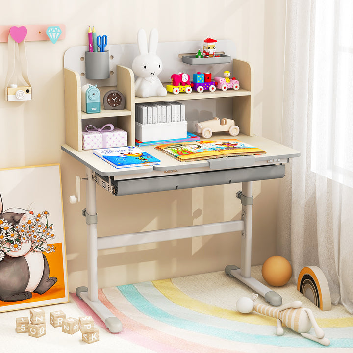 Kids Study Desk Height Adjustable Children Writing Table with Tilt Desktop - TidySpaces