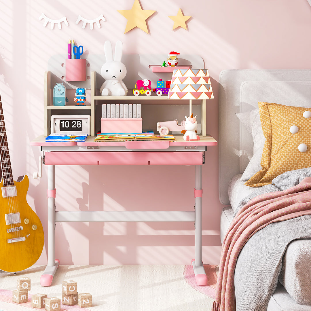 Kids Study Desk Height Adjustable Children Writing Table with Tilt Desktop - TidySpaces