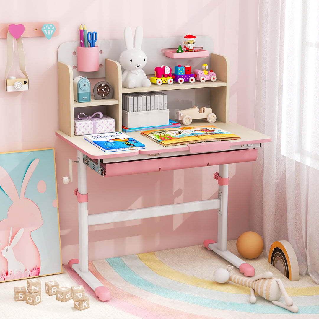 Kids Study Desk Height Adjustable Children Writing Table with Tilt Desktop - TidySpaces