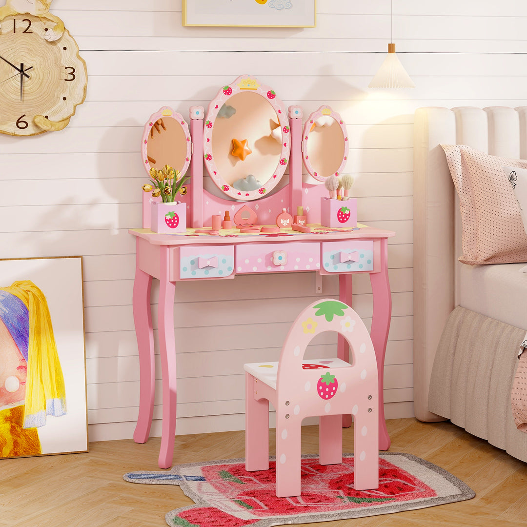 2 in 1 Kids Vanity Table and Chair Set