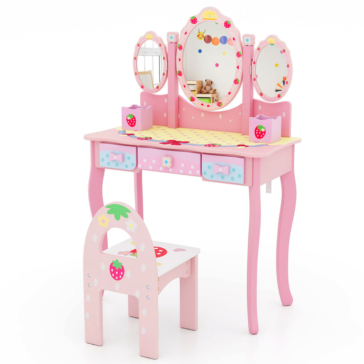 2 in 1 Kids Vanity Table and Chair Set