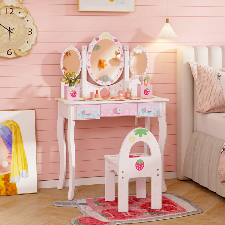 2 in 1 Kids Vanity Table and Chair Set