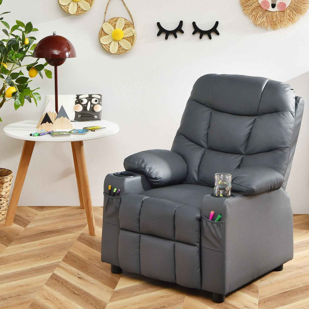 Kids Youth Toddler Upholstered Lounge Recliner Chair with Footrest for Comfortable Seating