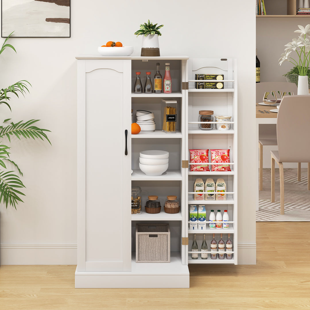 120cm Kitchen Pantry Cabinet with Doors and Adjustable Shelves-White