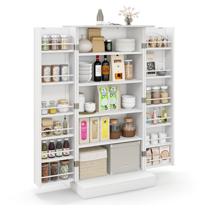 120cm Kitchen Pantry Cabinet with Doors and Adjustable Shelves-White