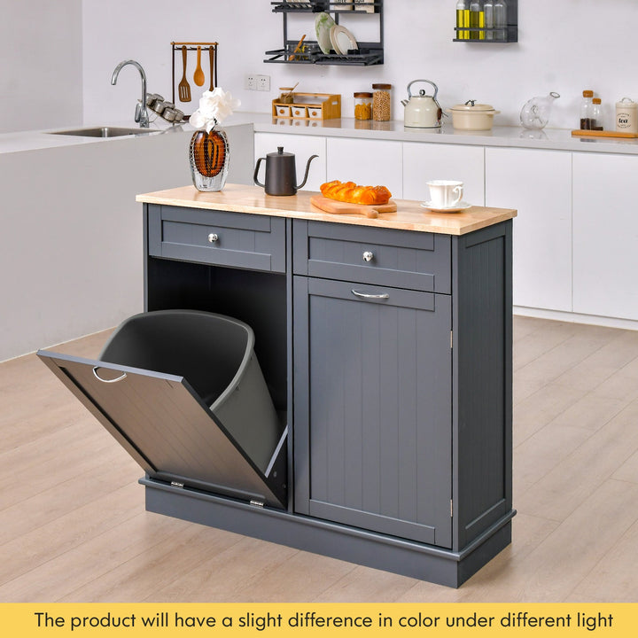 Kitchen Tilt Out Trash Cabinet with 2 Drawers and Adjustable Shelves - TidySpaces