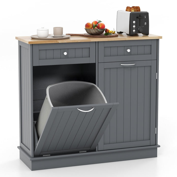 Kitchen Tilt Out Trash Cabinet with 2 Drawers and Adjustable Shelves Grey - TidySpaces