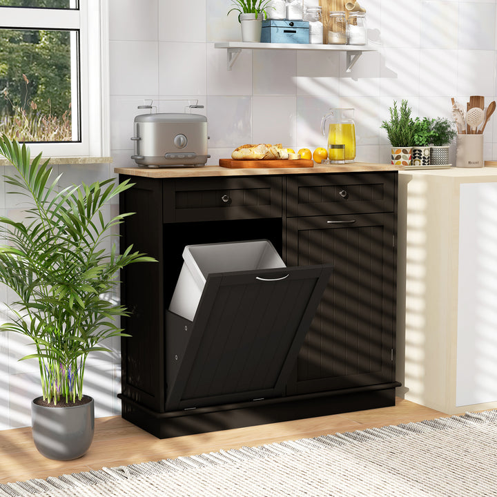 Kitchen Tilt Out Trash Cabinet with 70L Hidden Garbage Holder - TidySpaces