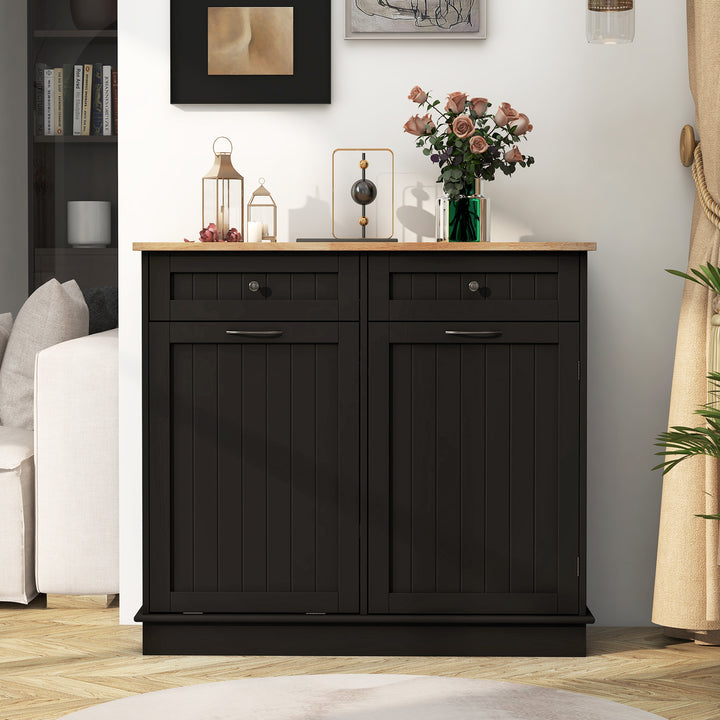 Kitchen Tilt Out Trash Cabinet with 70L Hidden Garbage Holder - TidySpaces