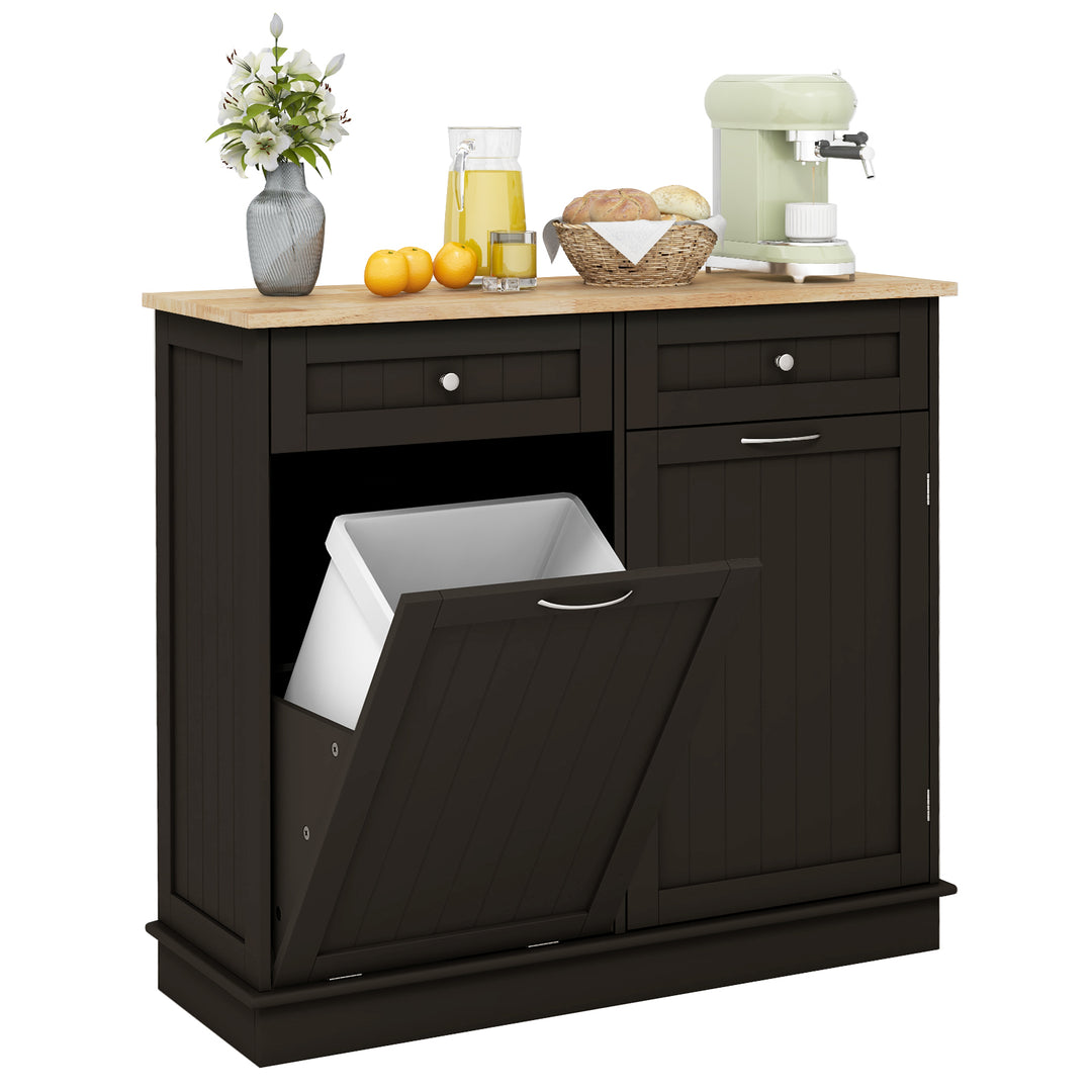 Kitchen Tilt Out Trash Cabinet with 70L Hidden Garbage Holder - TidySpaces
