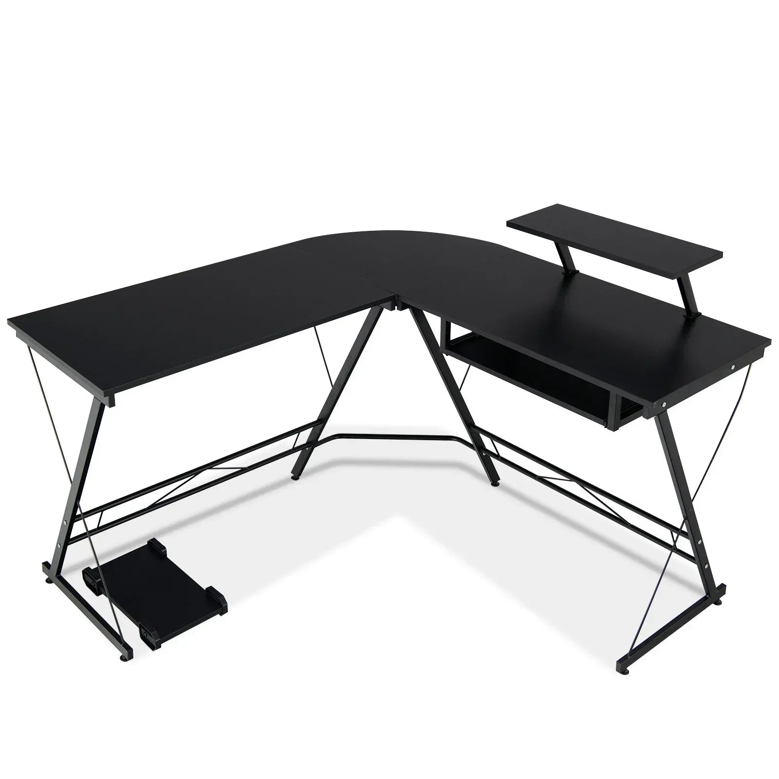 L Computer L-Shaped Computer Desk with Movable Host Stand and Removable Monitor S ...