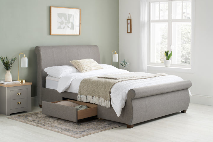 Lancaster Sleigh Bed with Sprung Slatted Base for Ultimate Comfort