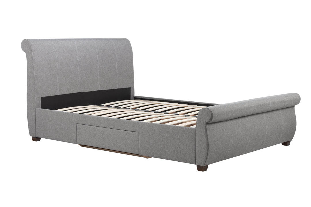 Lancaster Sleigh Bed with Sprung Slatted Base for Ultimate Comfort