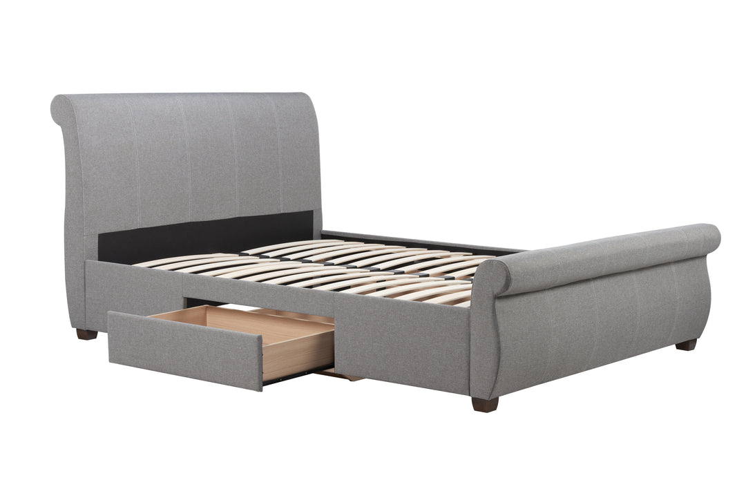 Lancaster Sleigh Bed with Sprung Slatted Base for Ultimate Comfort