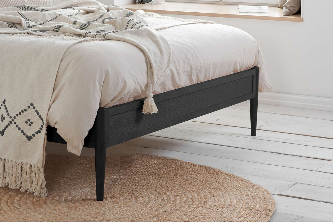 Leonie Rattan Bed with Weathered Oak Frame for Elegant Bedroom Decor