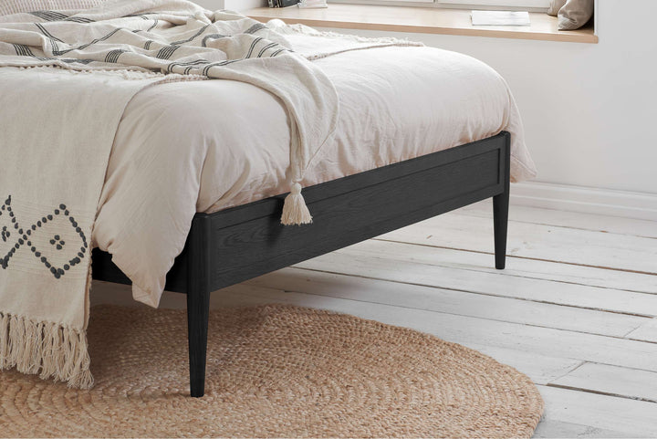 Leonie Rattan Bed with Weathered Oak Frame for Elegant Bedroom Decor