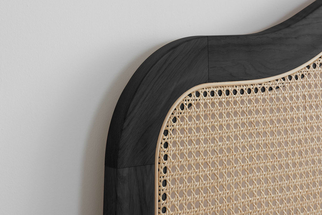 Leonie Rattan Bed with Weathered Oak Frame for Elegant Bedroom Decor