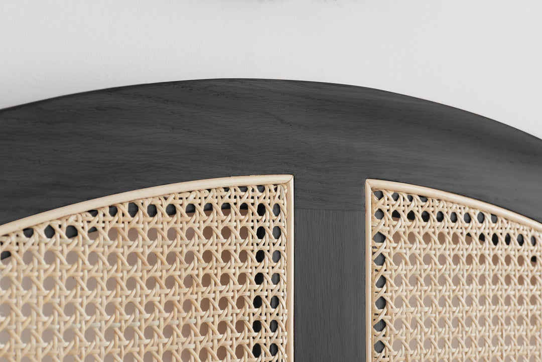 Leonie Rattan Bed with Weathered Oak Frame for Elegant Bedroom Decor