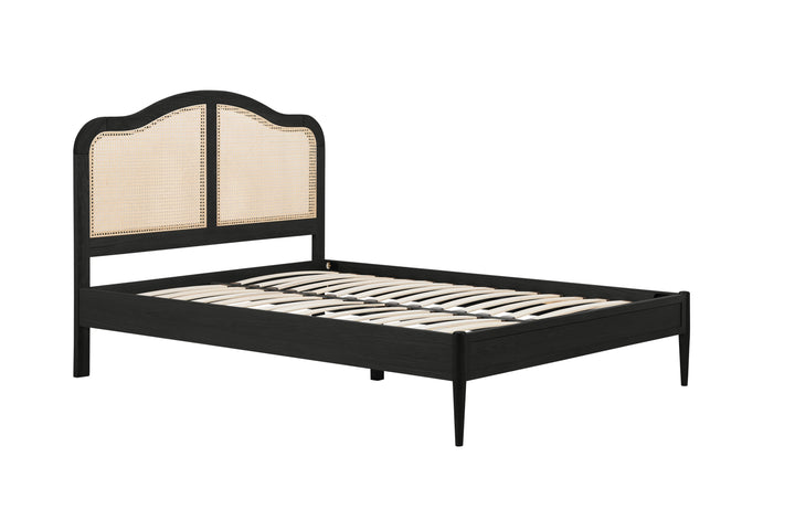 Leonie Rattan Bed with Weathered Oak Frame for Elegant Bedroom Decor