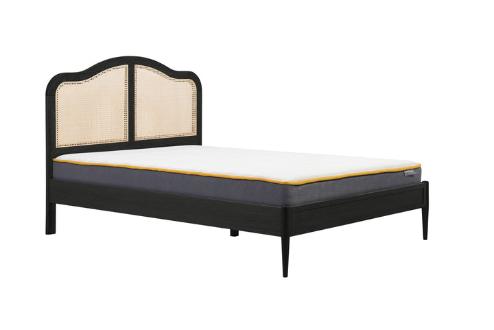 Leonie Rattan Bed with Weathered Oak Frame for Elegant Bedroom Decor
