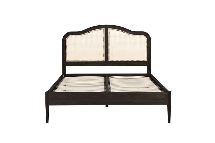 Leonie Rattan Bed with Weathered Oak Frame for Elegant Bedroom Decor