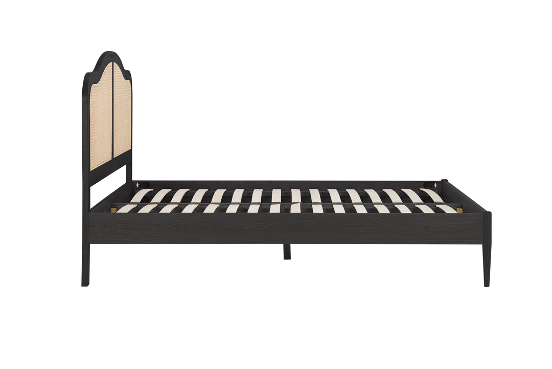 Leonie Rattan Bed with Weathered Oak Frame for Elegant Bedroom Decor